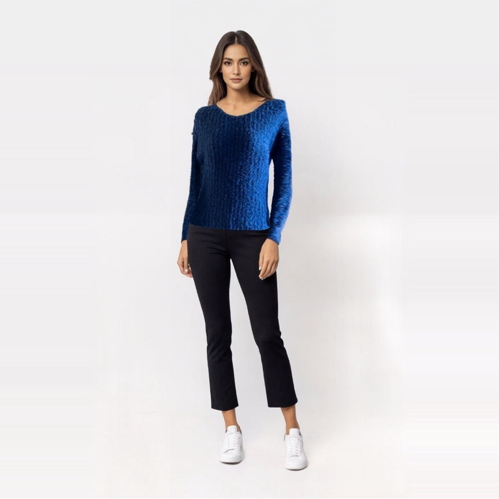 NWT ITALIAN Beautiful royal blue mohair/wool blend sweater